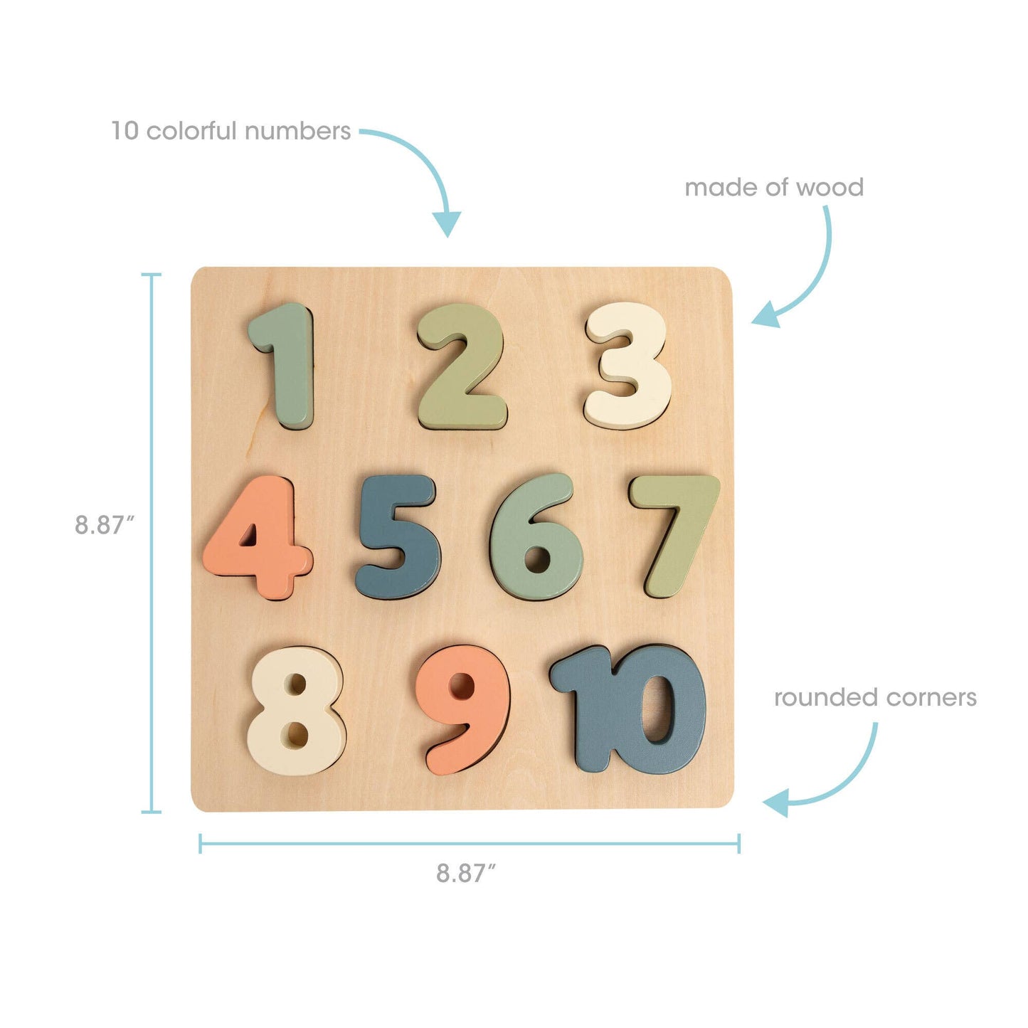 Wooden Numbers Puzzle, Montessori Learning Toy