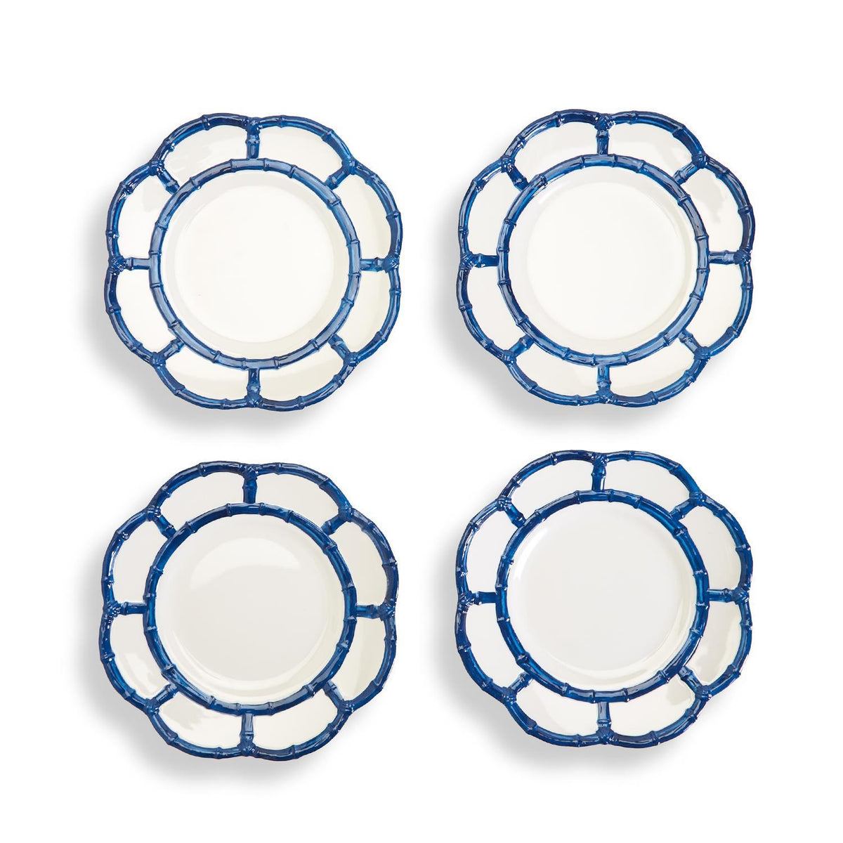 S/4 Navy Blue Bamboo Salad Melamine Plate