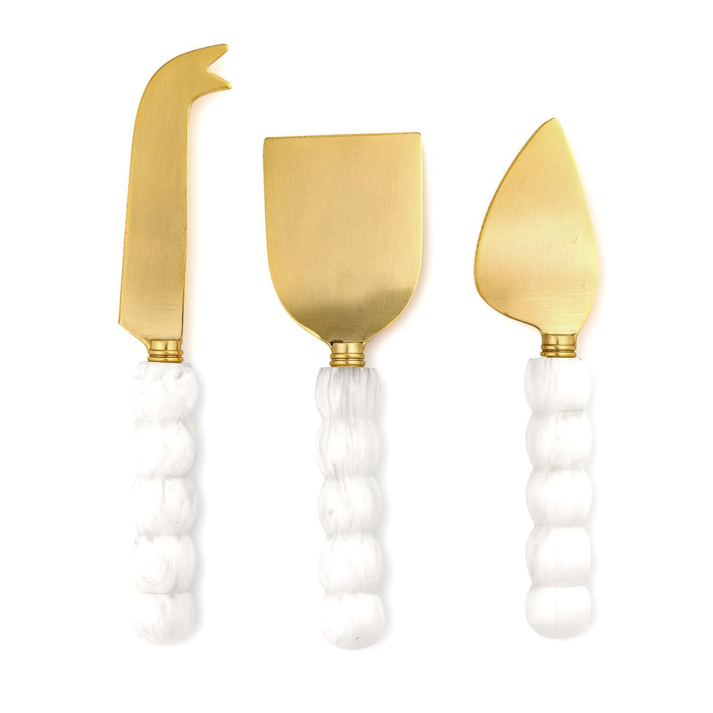 Modern Pop S/3 White Beaded Cheese Knives in Gift Box