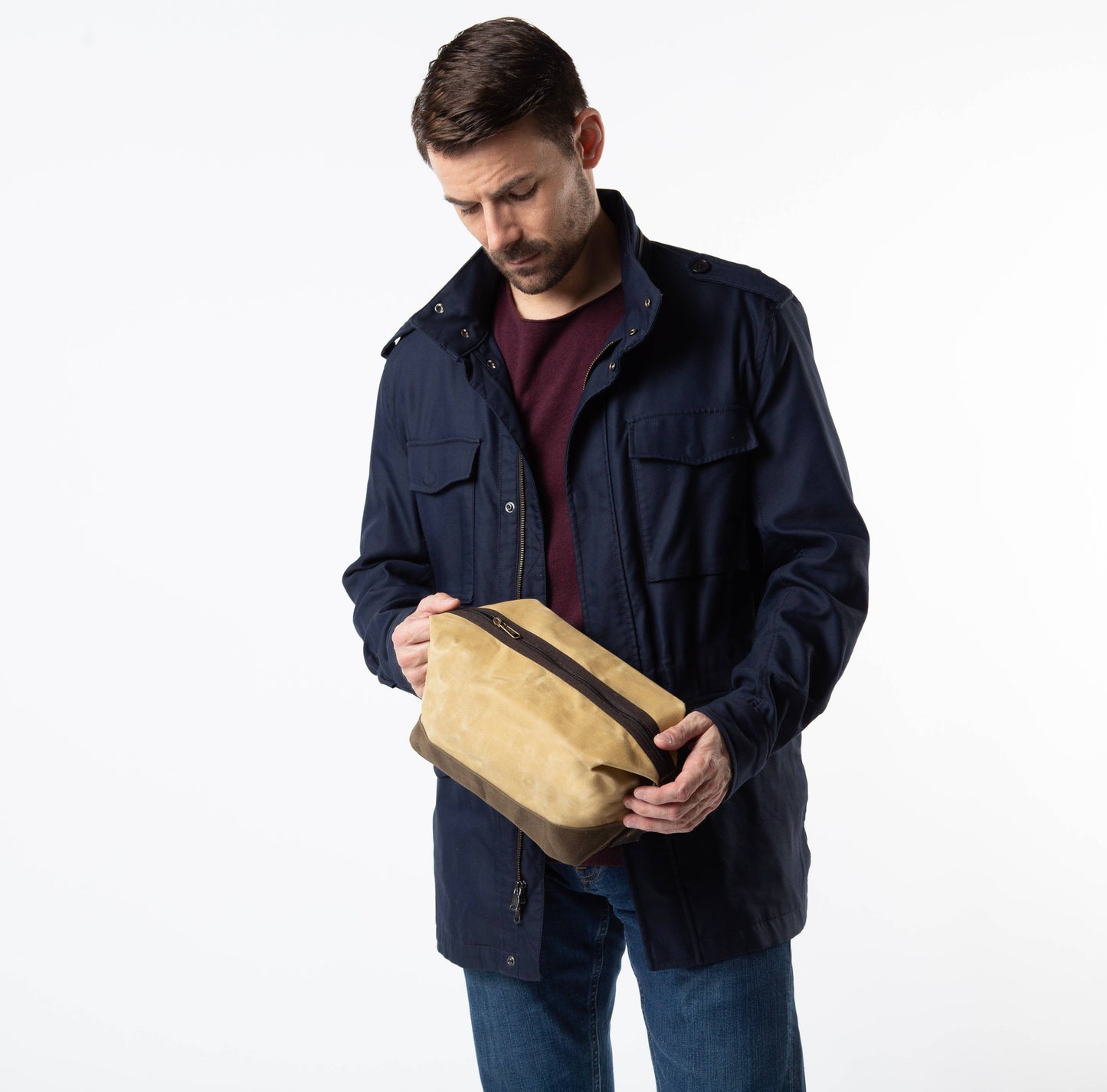 Waxed Dopp Kit: Khaki