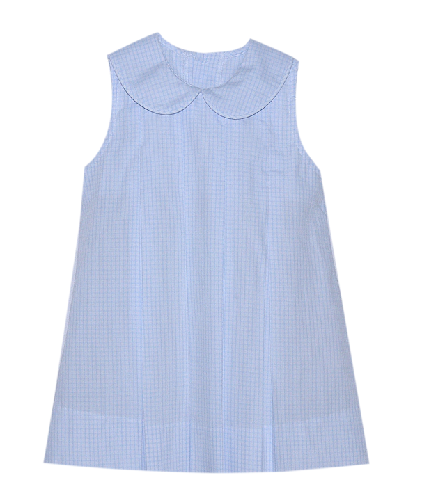 Blue Gingham Sleeveless Dress w/Collar