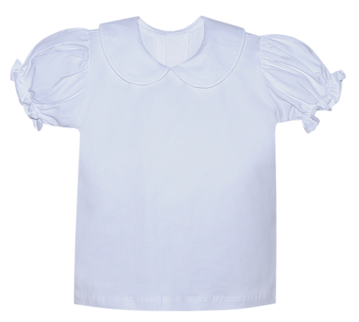 White Plain Collar Short Sleeve Knit Girl