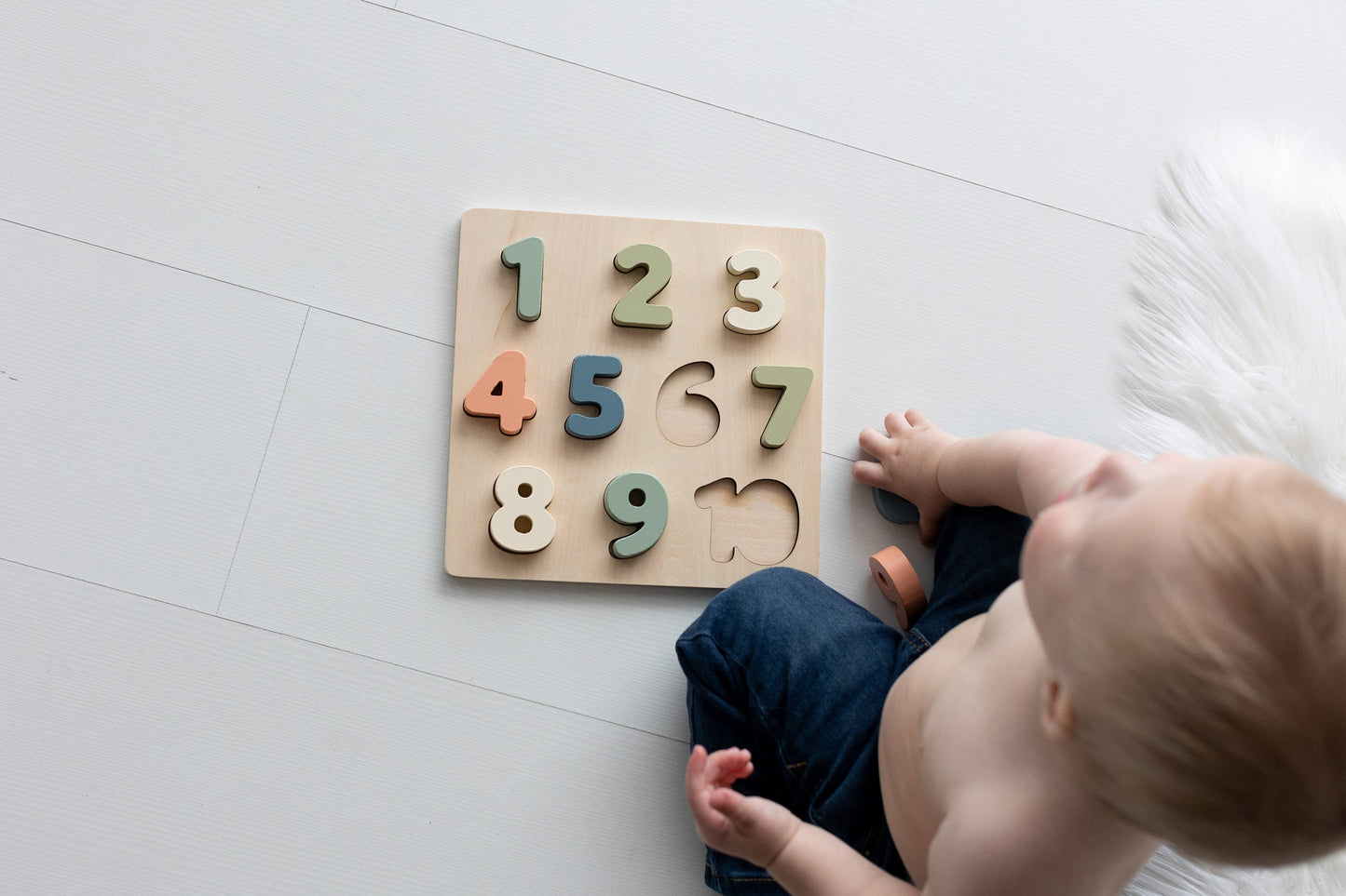 Wooden Numbers Puzzle, Montessori Learning Toy