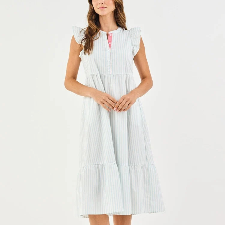 Dress Riley Flutter Pin Stripe Blue