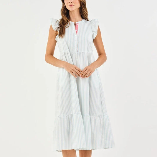 Dress Riley Flutter Pin Stripe Blue