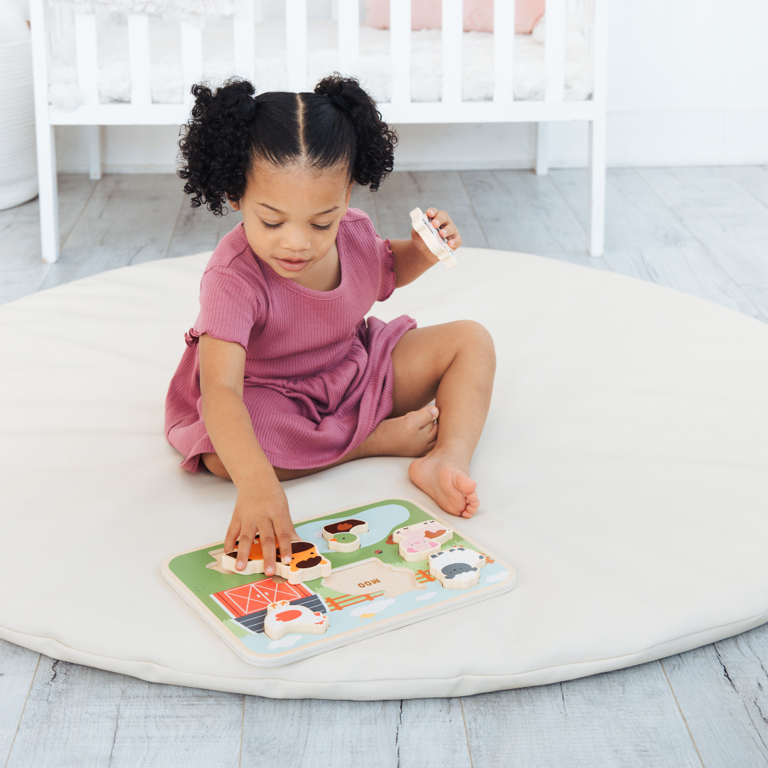 Wooden Barn Animal Puzzle, 6 piece Farm Sounds Learning Toy