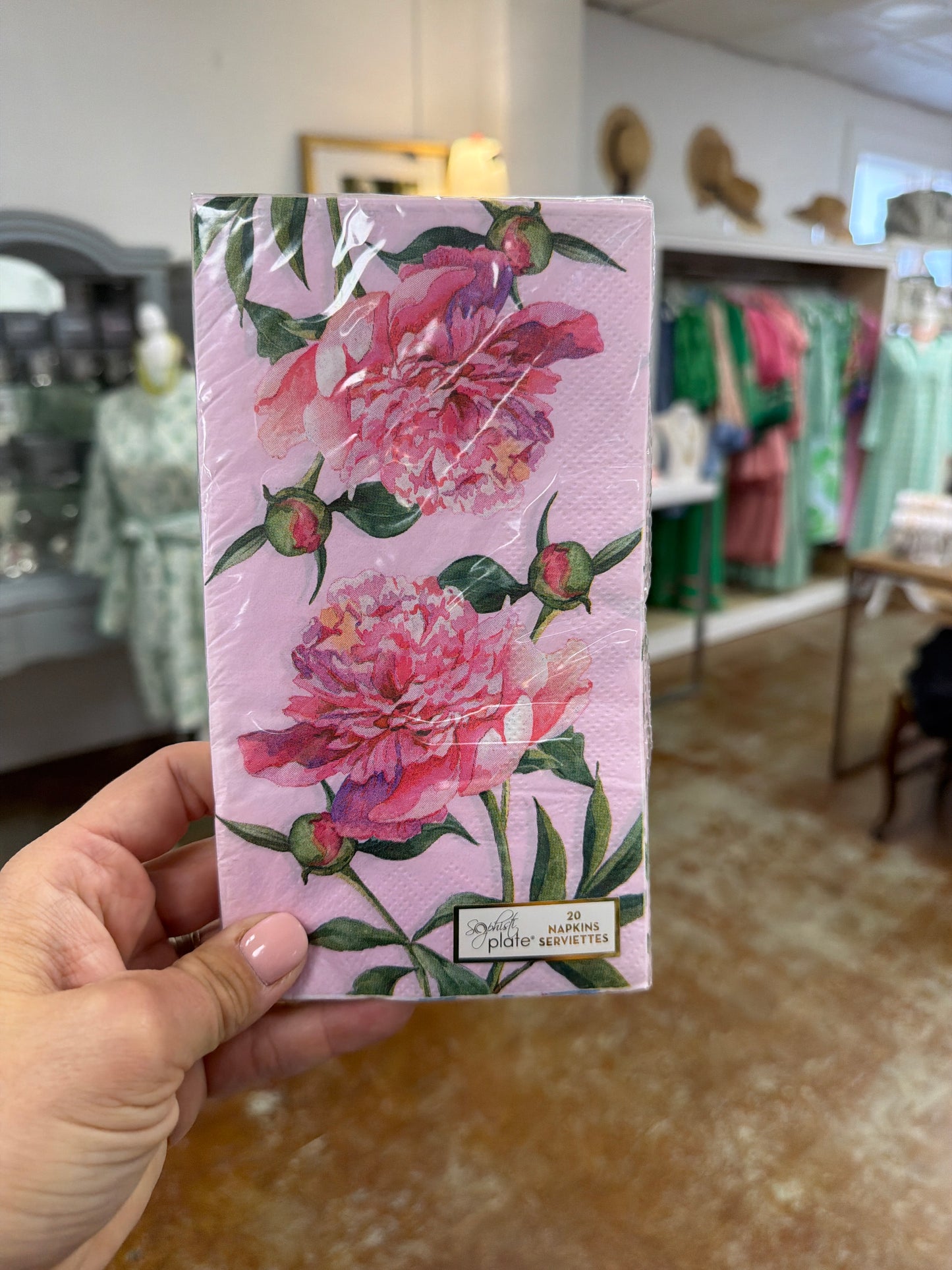 Pink floral guest napkin