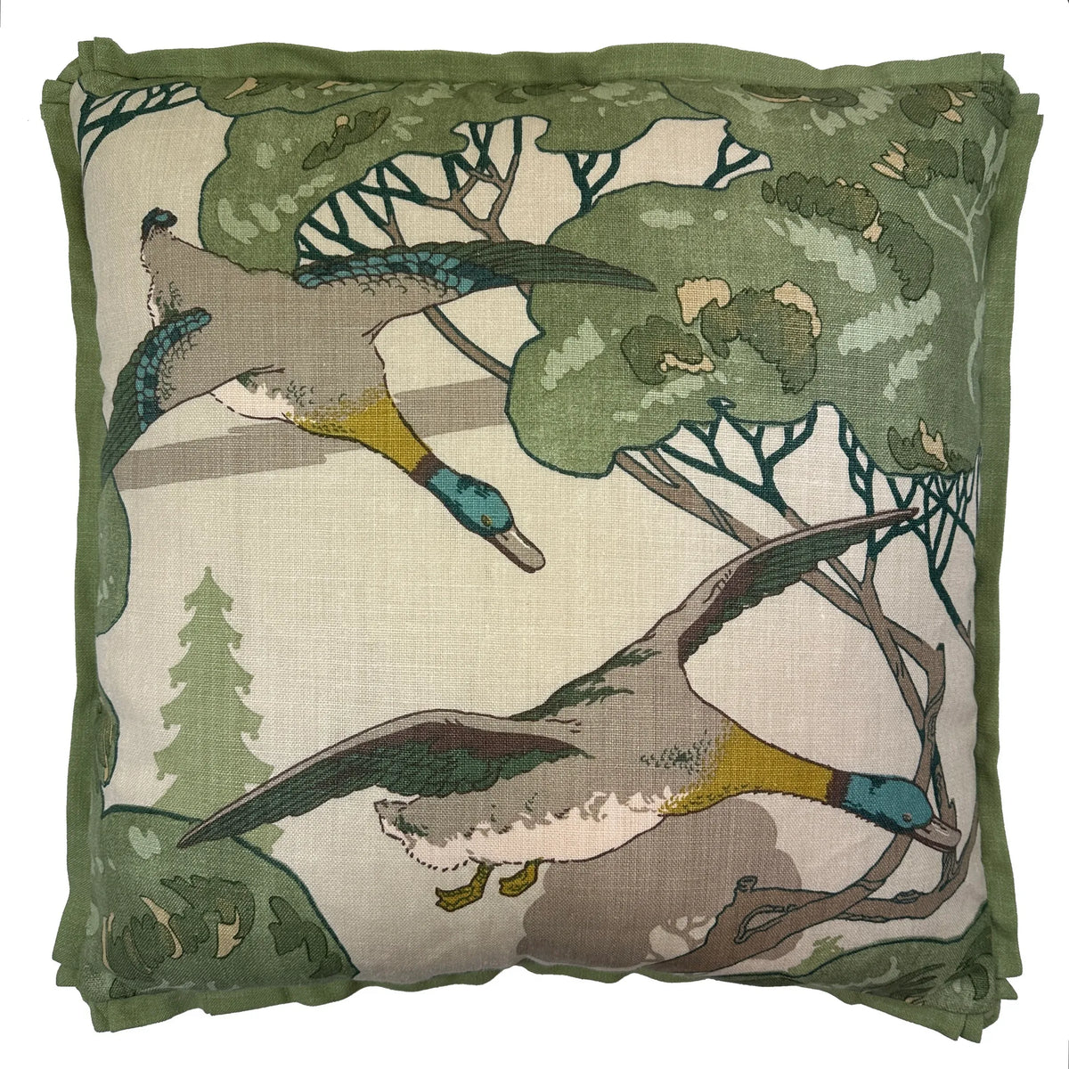 Grand Flying Ducks Emerald 24" Pillow