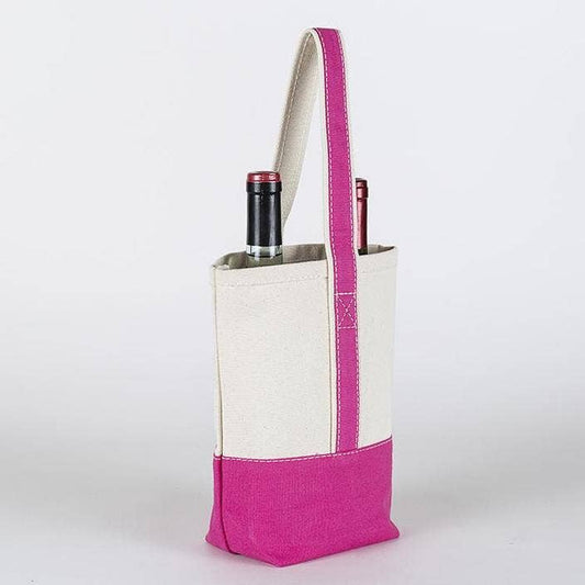 Double Bottle Canvas Wine Gift Host Bag: Pink