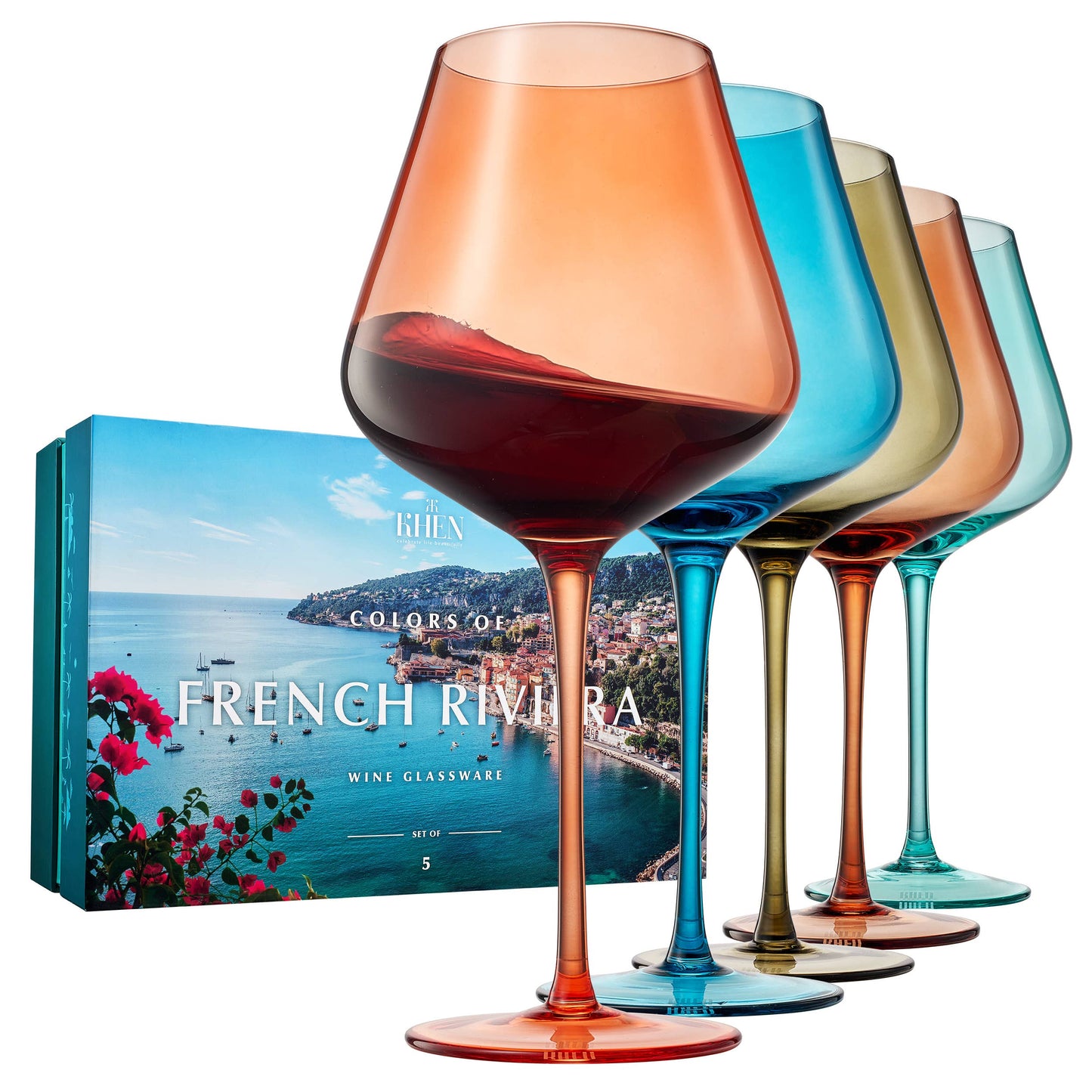 Colors of the French Riviera Wine Glasses