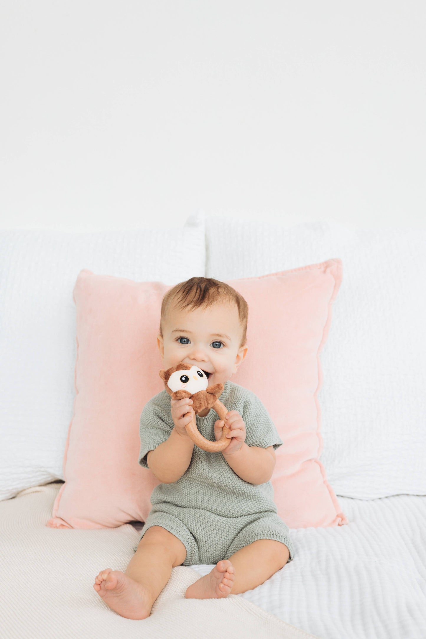 Owl Wooden & Plush Baby Teether