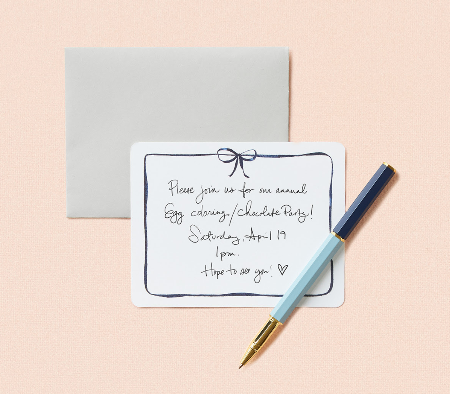 Navy Bow Flat Notes – Boxed Set of 8 Notecards