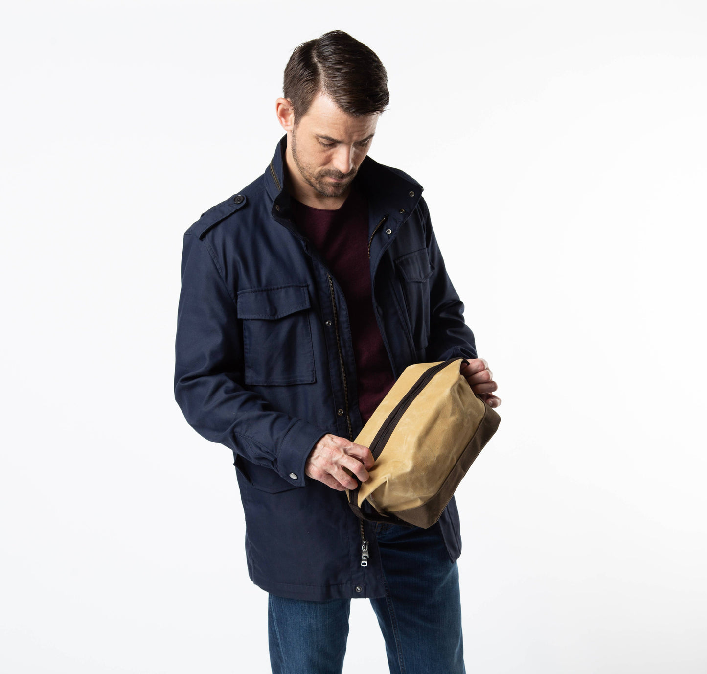 Waxed Dopp Kit: Khaki