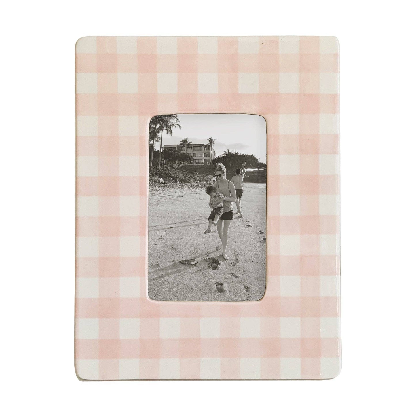 Gingham Photo Frame: Beige