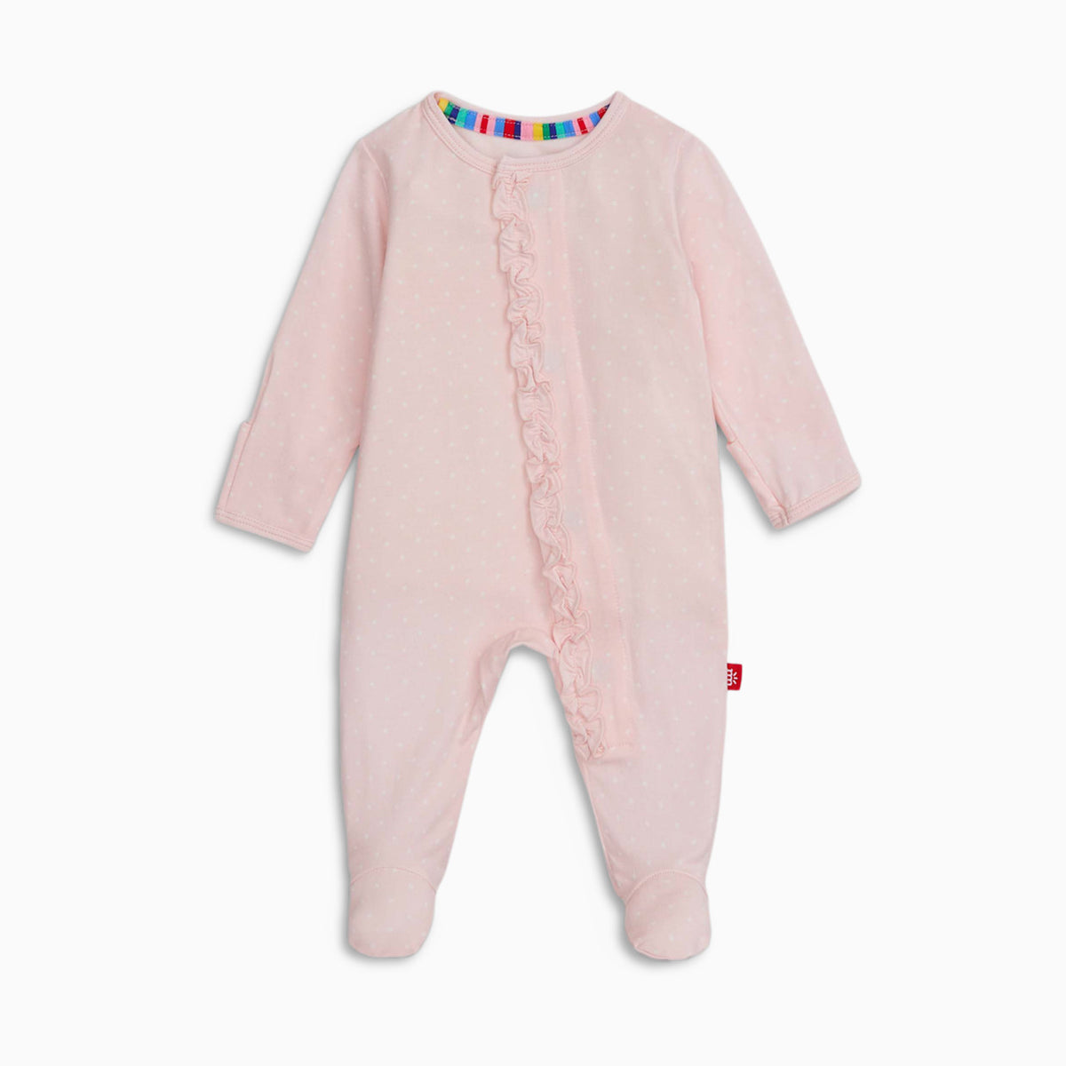 Pin Dot Pink Ruffle Magnetic Footie