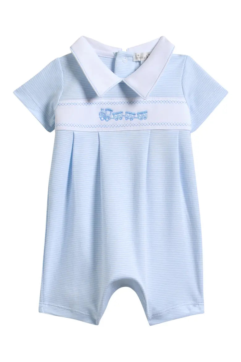 Blue Stripe Classic Treasures Short Playsuit w/Train