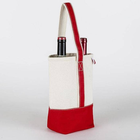 Double Bottle Canvas Wine Gift Host Bag: Red