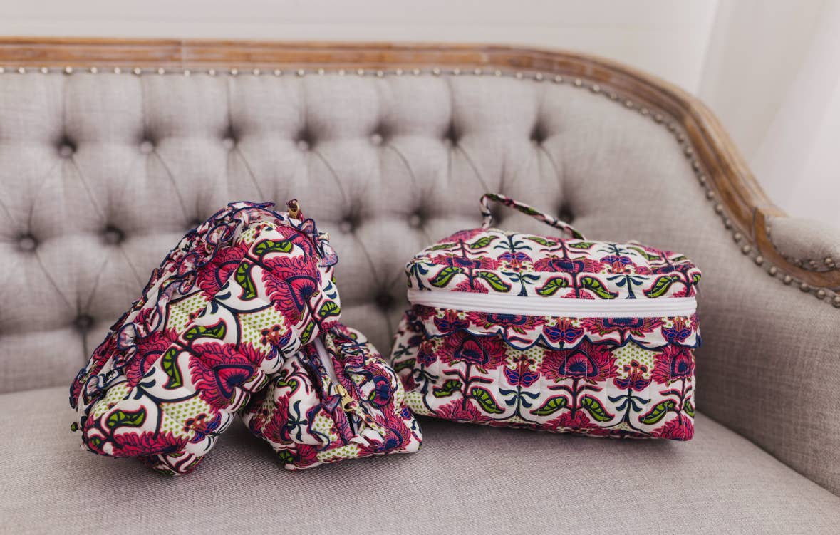 Primrose Luxe | Quilted Ruffle Cosmetic Bags-set of 3