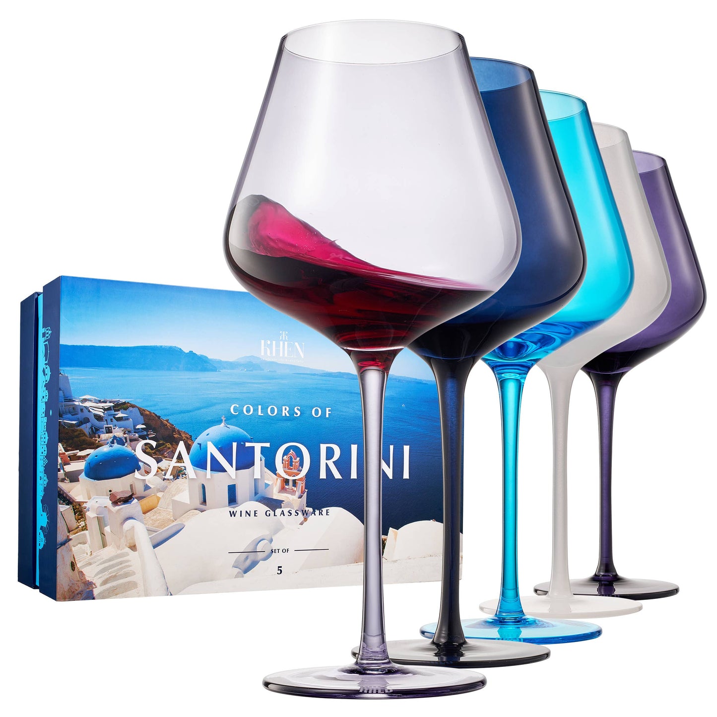 Colors of Santorini Wine Glassware