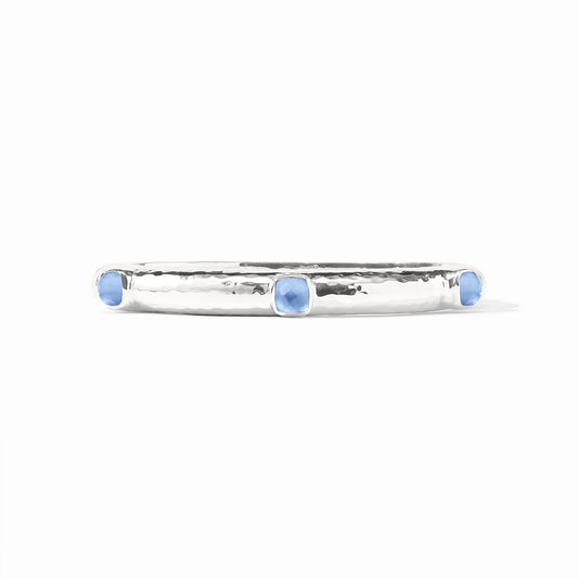 Catalina Hinge Bangle-Silver Chalcedony Blue-OS