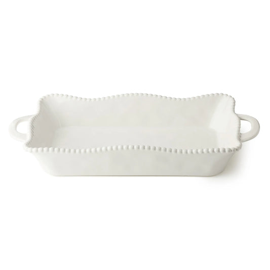 Perlette Cream Ceramic Rectangular Baker Large