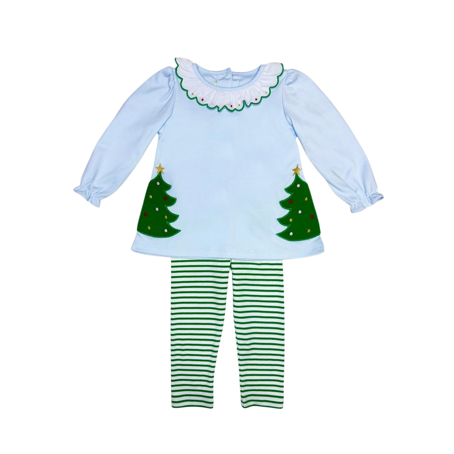Lt Blue Christmas Tree Legging Set