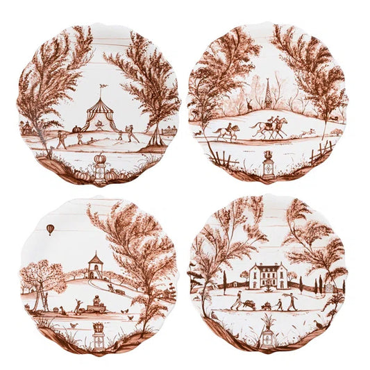 Country Estate Harvest Party Plate Assorted Set/4- Sepia
