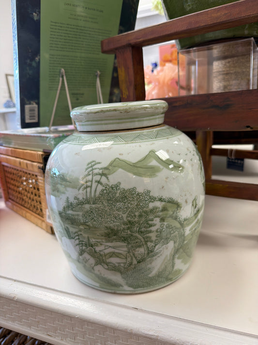 Green Chinoiserie Ginger Jar