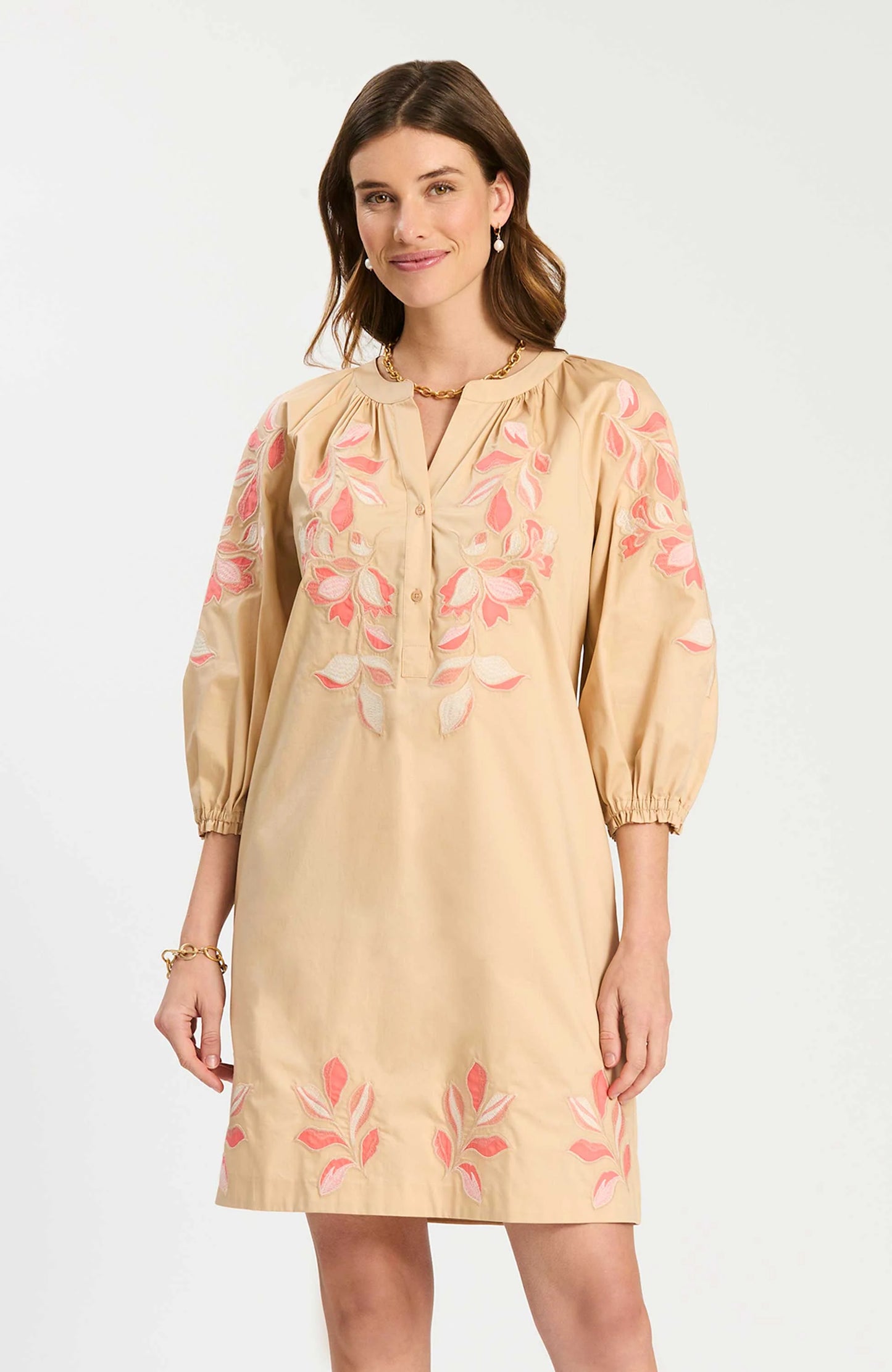 Sarah Applique Dress Hazelnut