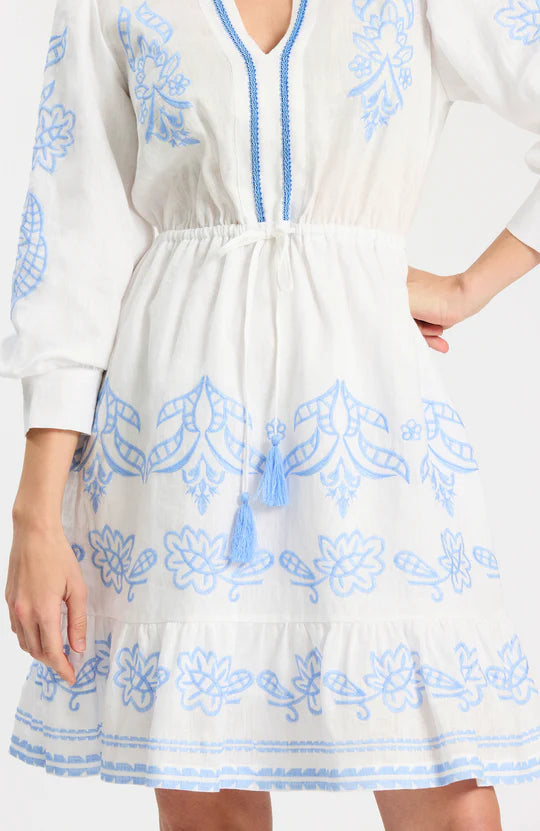 Rona Linen Embroidered Dress