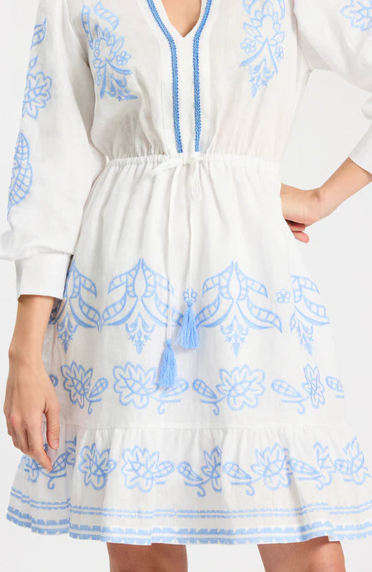 Rona Linen Embroidered Dress
