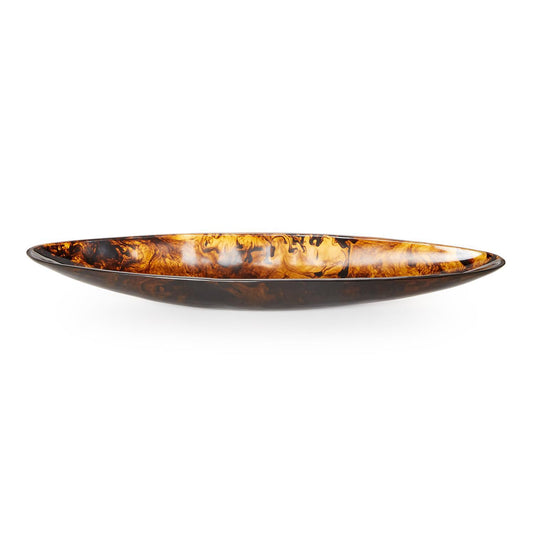 30" Archipelago Tortoise Brown Marbleized Ellipse Shaped Bowl