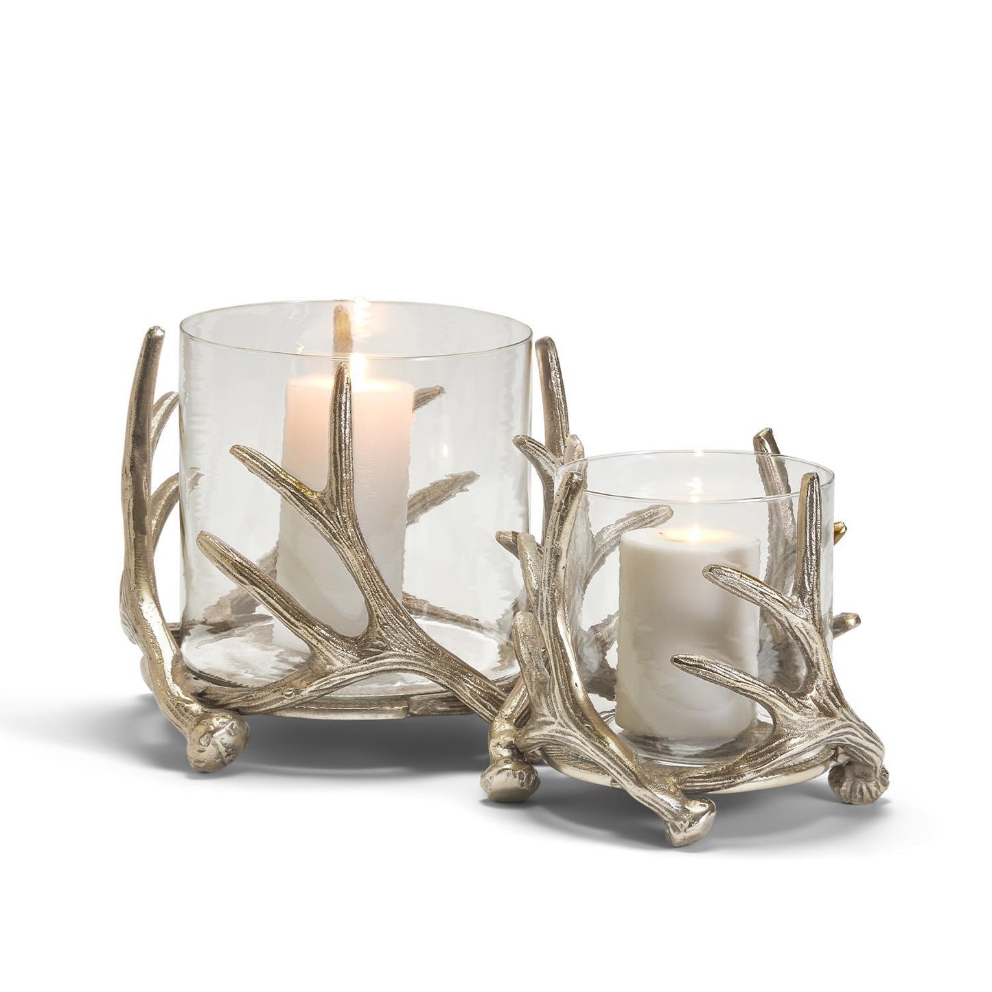 Silver Antler Candleholder & Glass Votive-Large