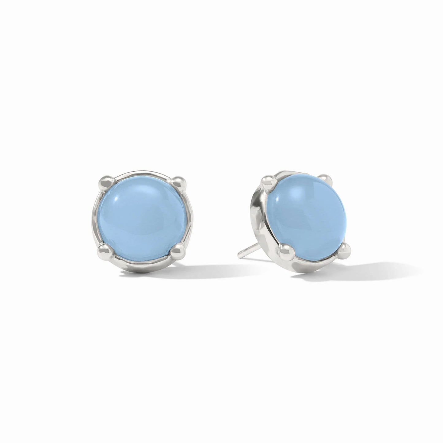 Honey Stud- Silver Chalcedony Blue