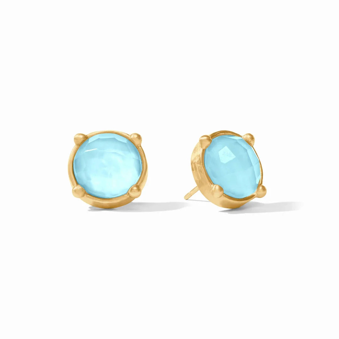 Honey Stud-Gold-Aquamarine