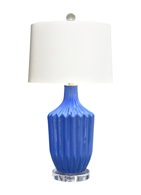 Large Cobalt Pleated Lamp