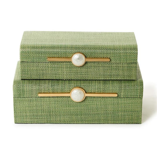 Monaco Green Grass Cloth Box Large