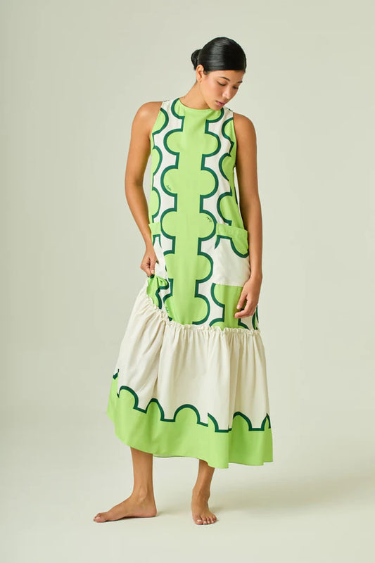 Ivory/Lime Halter Catalina Dress