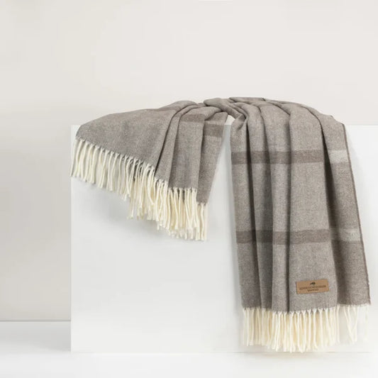 Mink Montauk Stripe Herringbone Throw