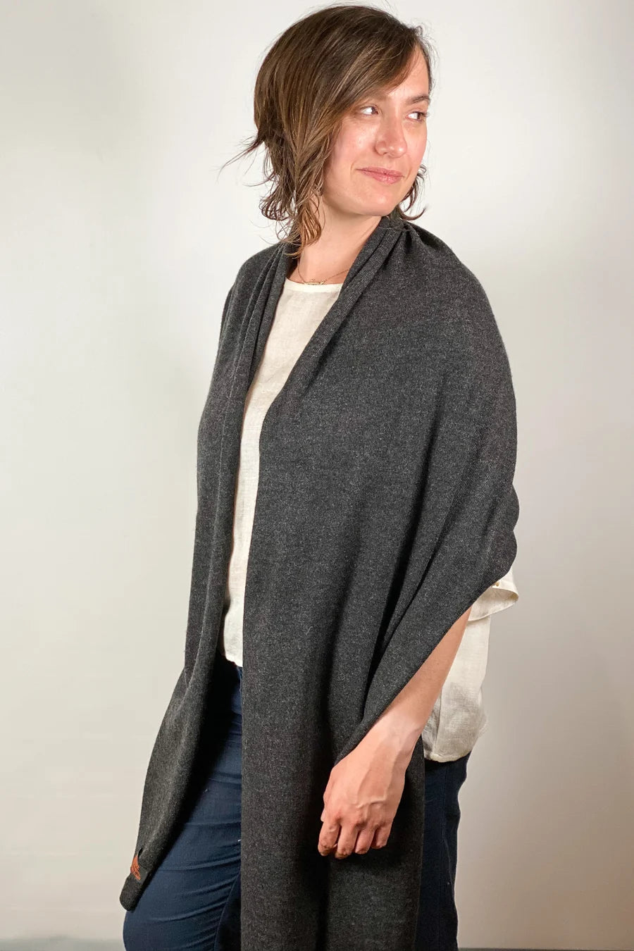 Cashmere Solid Scarf Charcoal