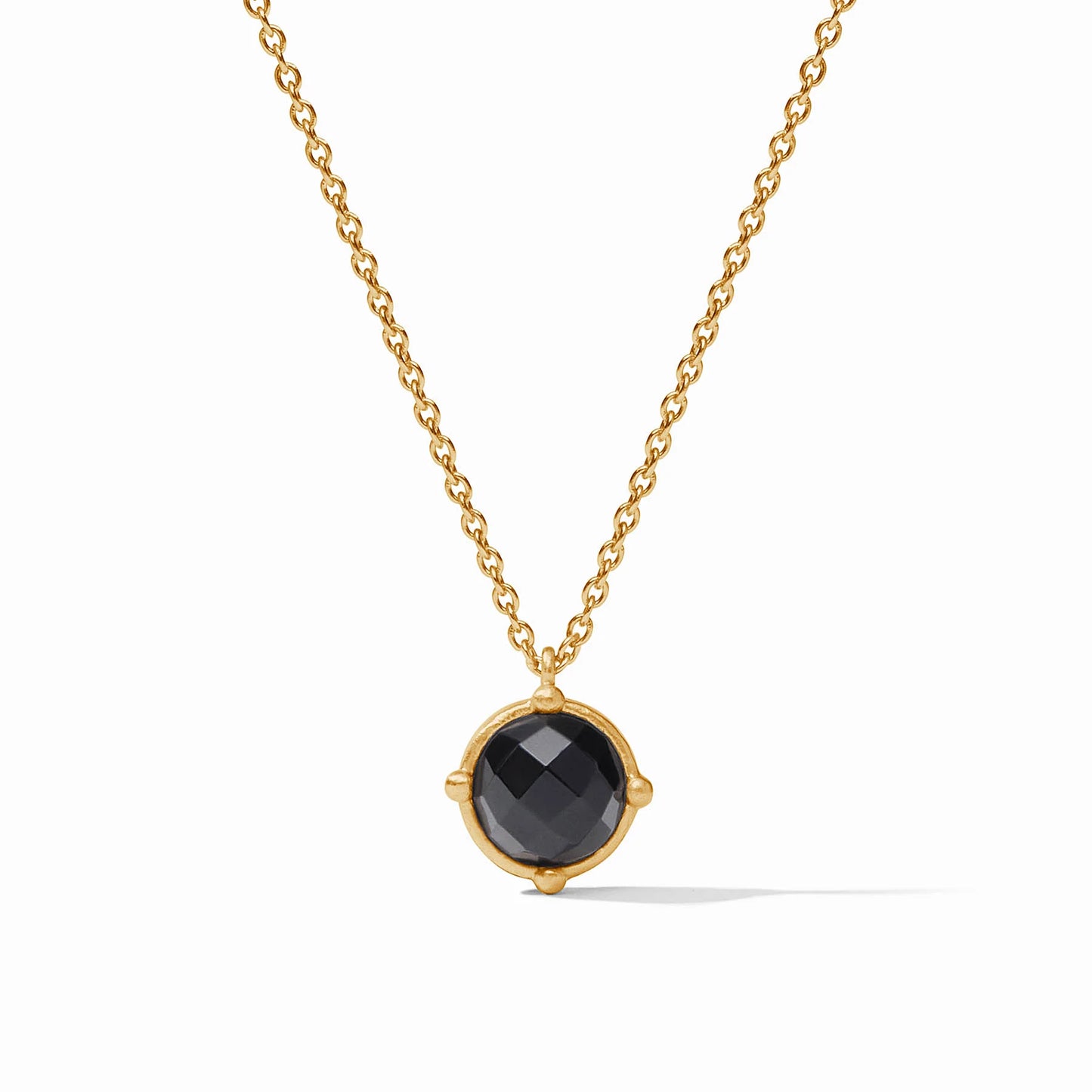 Honeybee Solitaire Necklace-Gold Obsidian Black