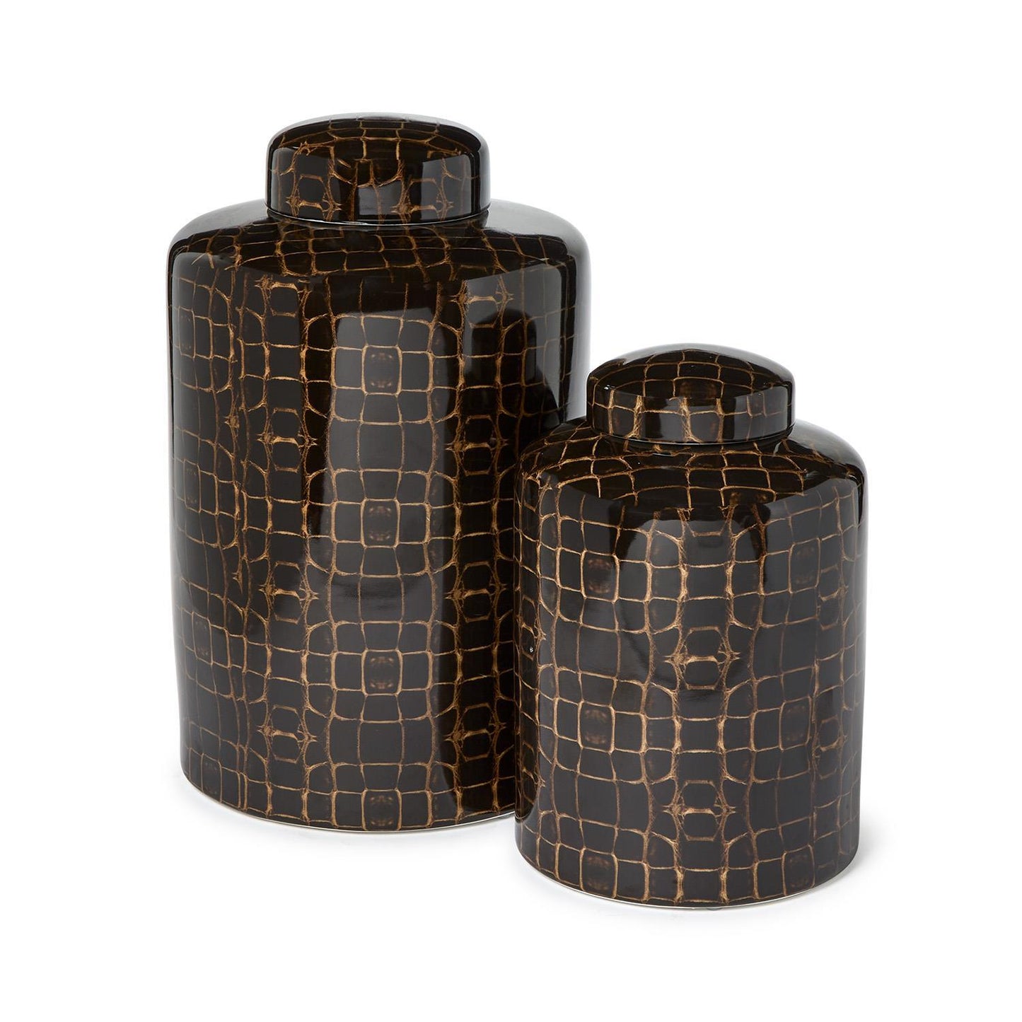 Covered Jar w Dark Tortoise-Large