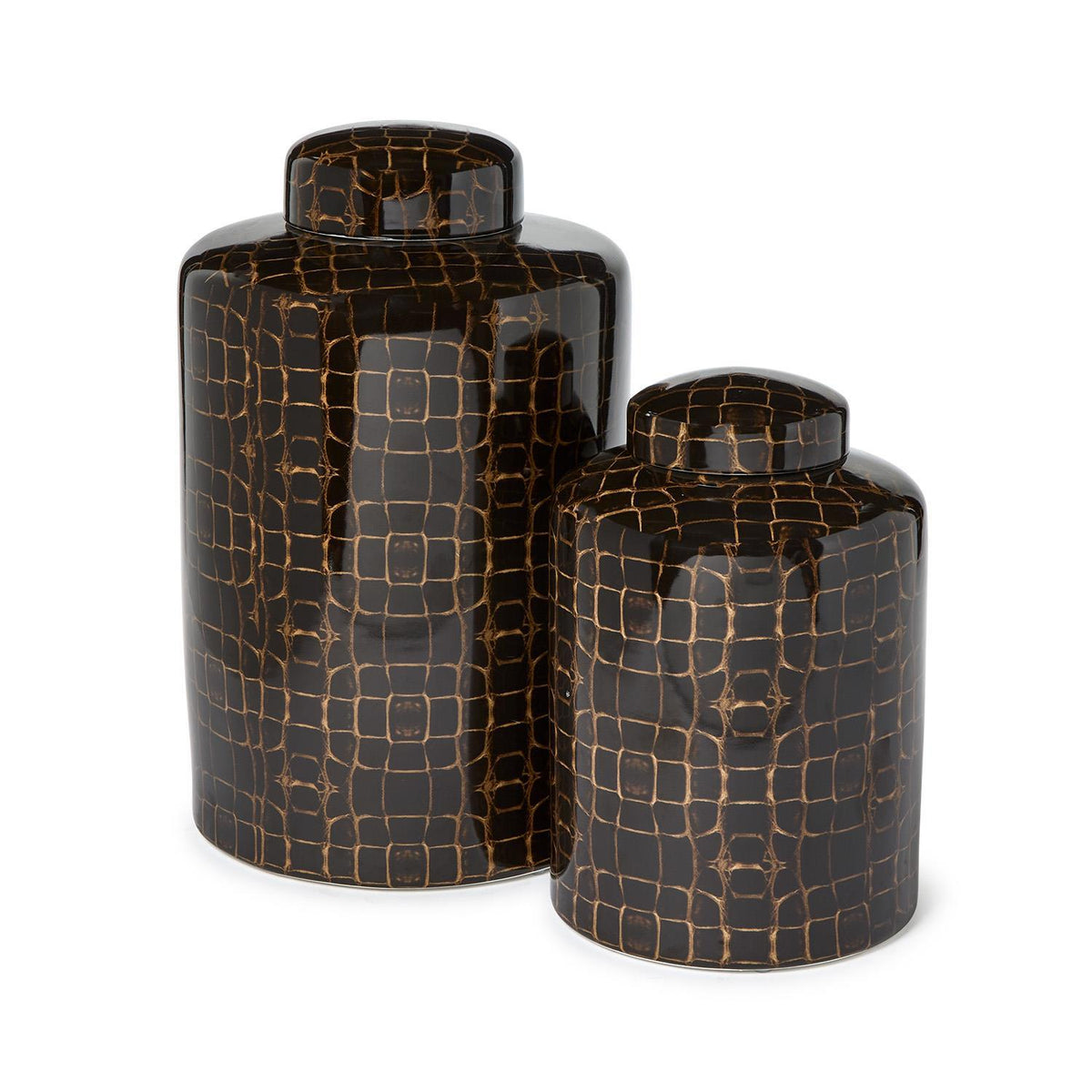 Covered Jar w Dark Tortoise-Large