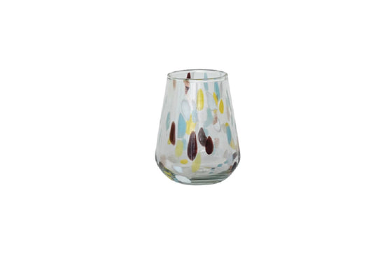 Hand Blown Confetti Wine Glass