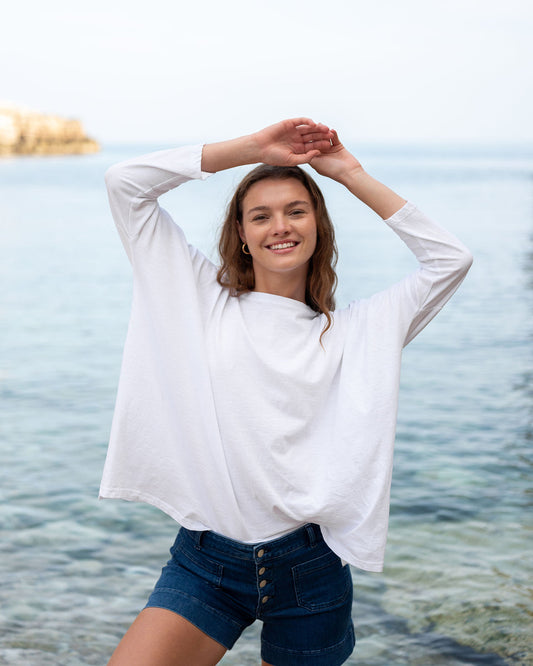 White Catalina Slub Tee Petite