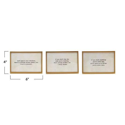 4" Metal & Glass Easel Frame saying