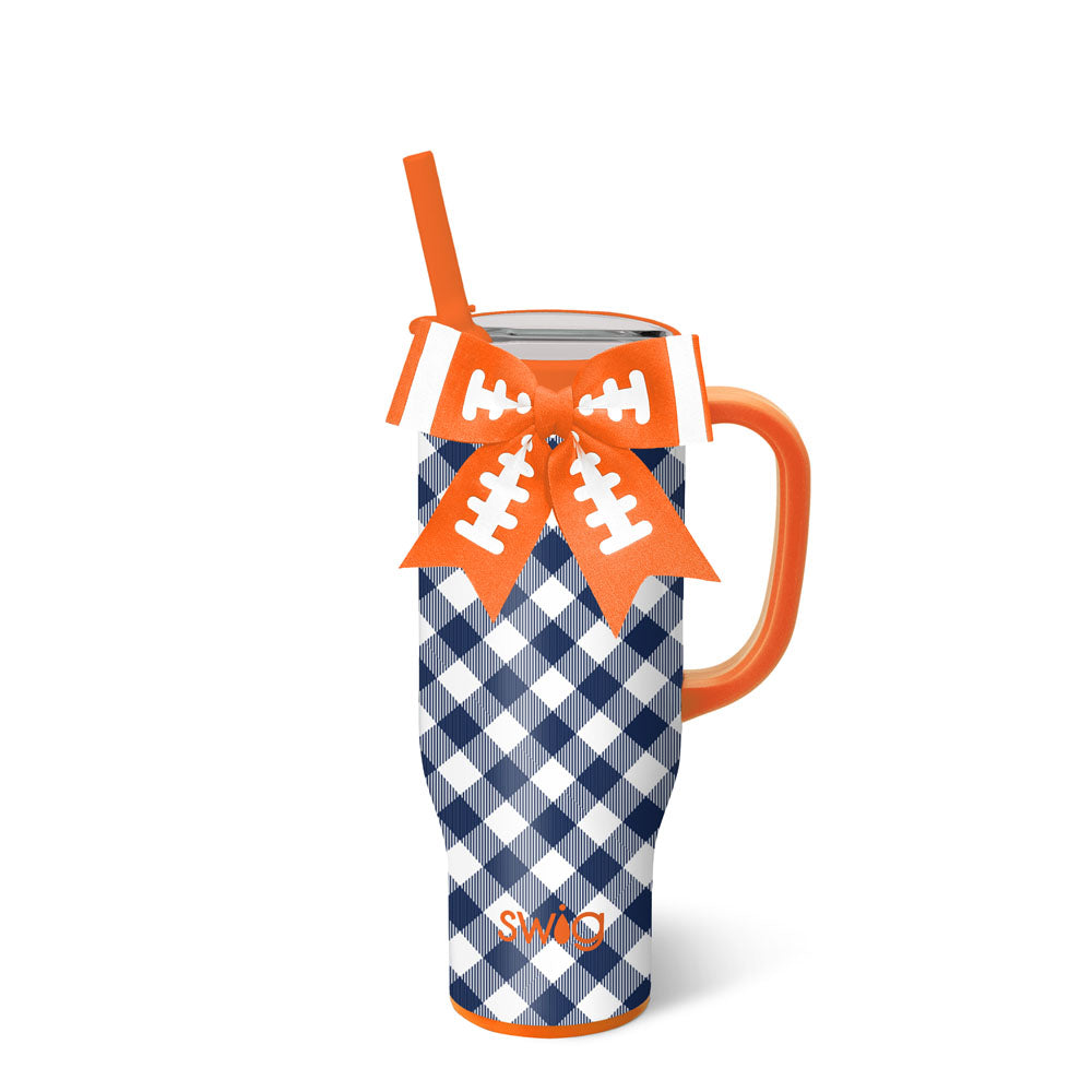 Gameday Gingham Navy + Orange Mega Mug 30oz