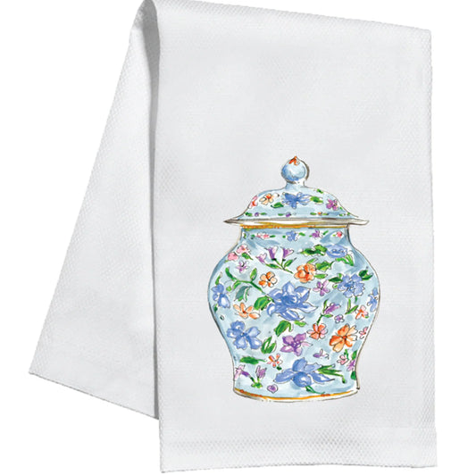Tea Towel Blue Chinoiserie Urn