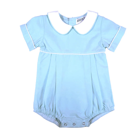 Blue Poplin Piped Boy's Bubble