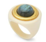 Ivory Resin Ring w/Green Quartz